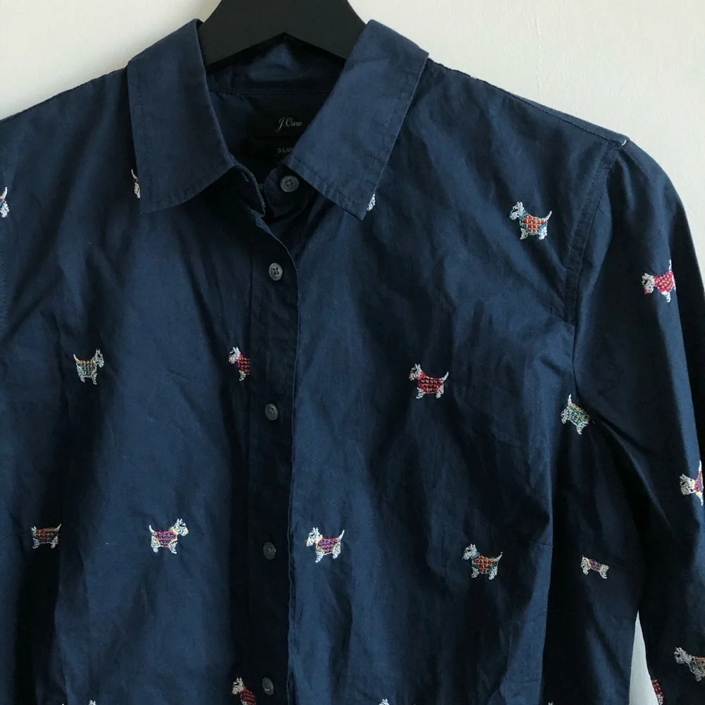 J.Crew Dog Emborided Slim Shirt